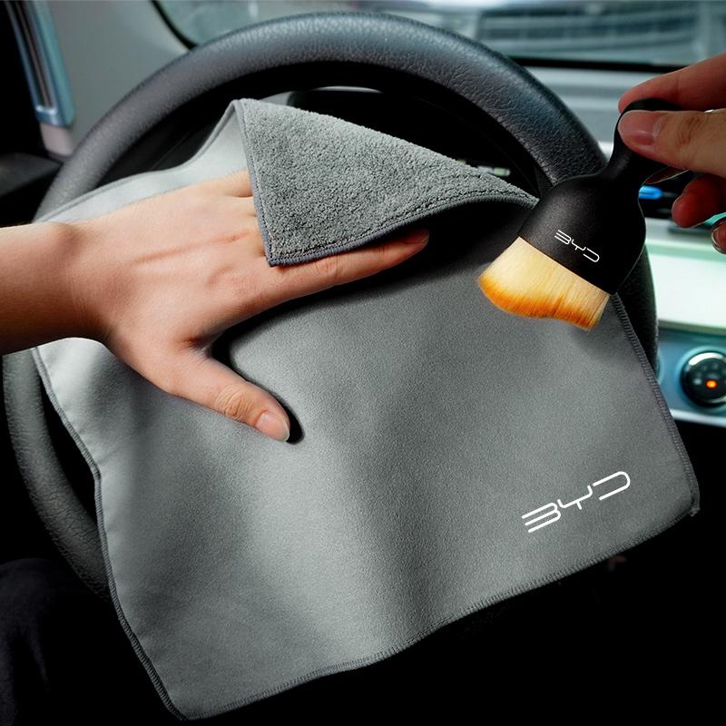 Car Cleaning Brush Tool Towel Car Emblem Dust Dry Cloth For BYD Tang Han EV Yuan Song PRO DMI Qin Dolphin Seal Seagull Accessory