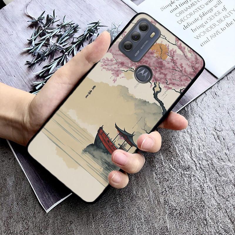 

Чехол с изображением японской вишни и гор для Moto G84 G23 G24 G31 G32 G41 G51 G52 G53 G54 G71 G82 G42 G62 G200 G Play G Stylus Moto G23