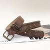 Vintage Pu Leather Belt With Rivet Studs Hollowed-Out Design Perfect For Daily Wear Jeans Casual Outfits