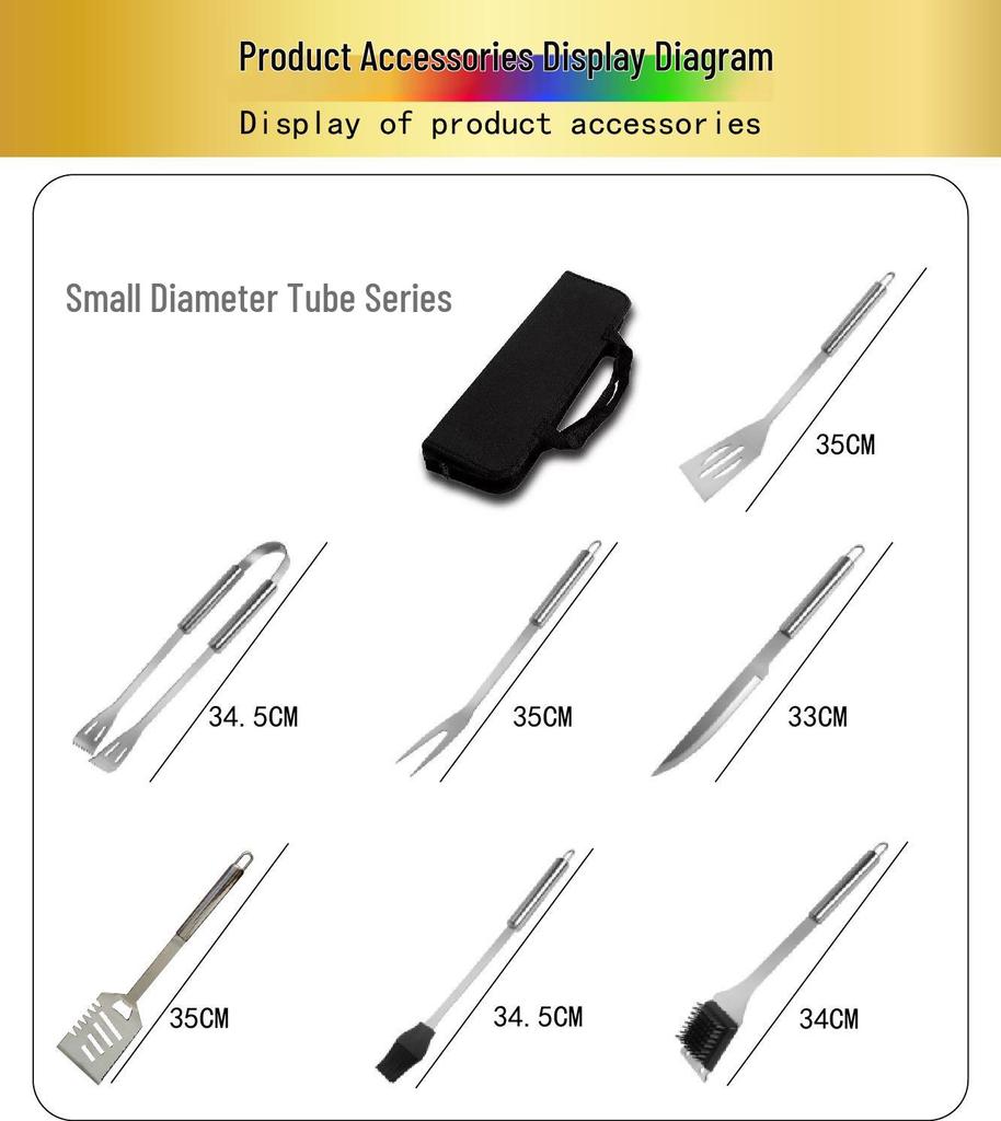 Outdoor BBQ Stainless Steel Tool Set: Knife, Fork, and Spatula