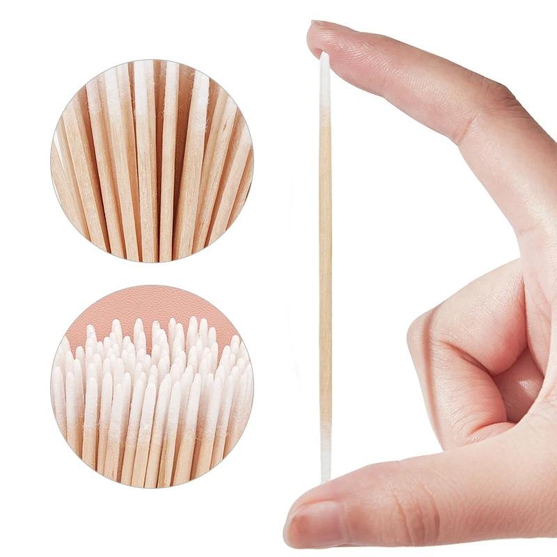 100/300PCS Disposable Ultra-small Double-end Wood Cotton Swab 100pcs Lint Free Micro Brushes Eyelash Extension Glue Removing