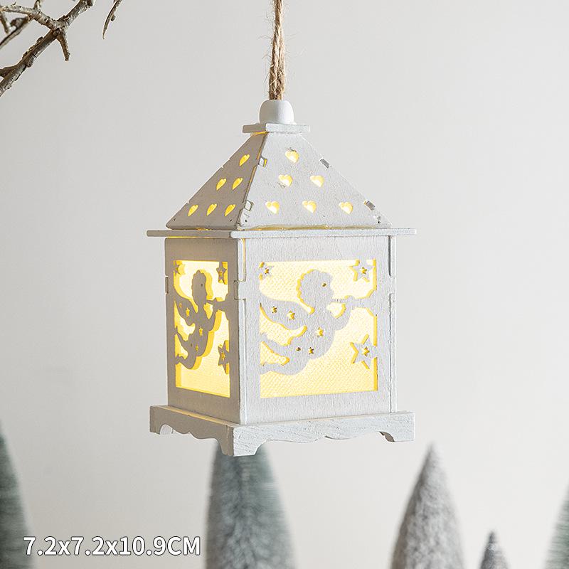 Festive Luminous Wooden House Ornament for Christmas Tree and Fireplace Decor