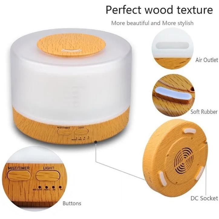 Diffuser For Home 500ML Home Aromatherapy Diffuser  Essential Oil Ultrasonic Diffuser With Remote Control  7 LED Color Changing