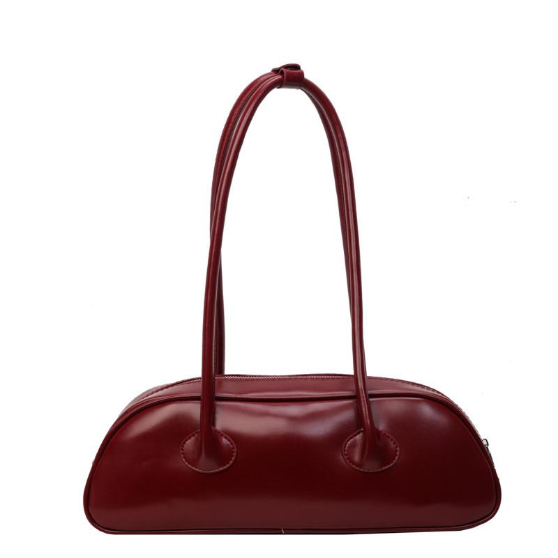Minimalist Pu French Bag With Zipper Closure And Interior Pockets For Women