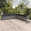 Vidaxl 9-Cz. Garden Lounge Set, Cushions, Grey PE Rattan