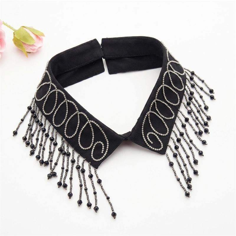 Elegant Beadwork Fringe Detachable Collar Fashion Accessory For Women And Girls Stylish Neckpiece Decorative Neckwear