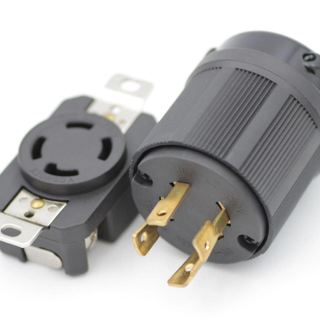 XIONGDA Industrial 30A Four-Hole Power Output Plug, AC260-450V, US Standard, Anti-Loosening Design