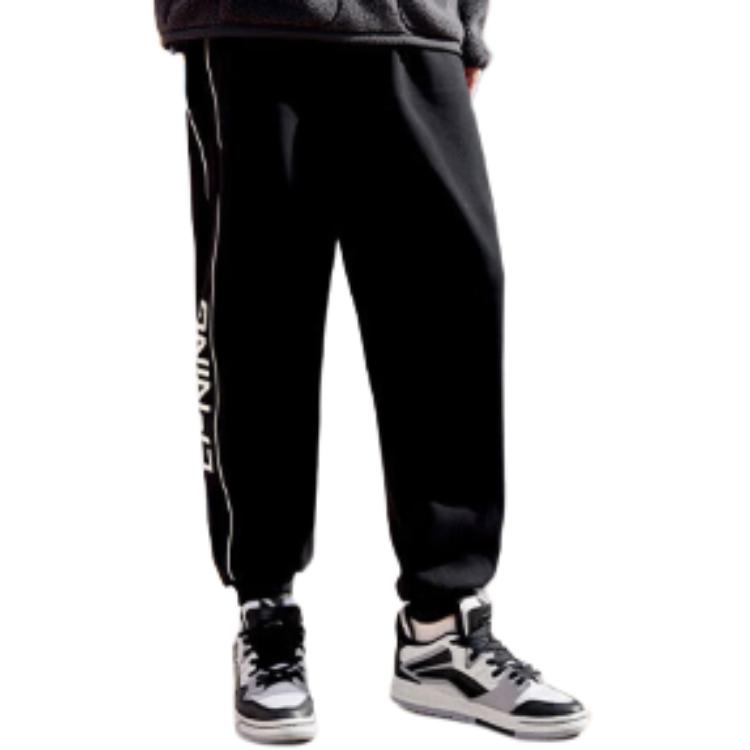 Li Ning Sports Fashion Series Loose Comfortable Fleece Casual Pants Men bottoms Black YKLU327-1
