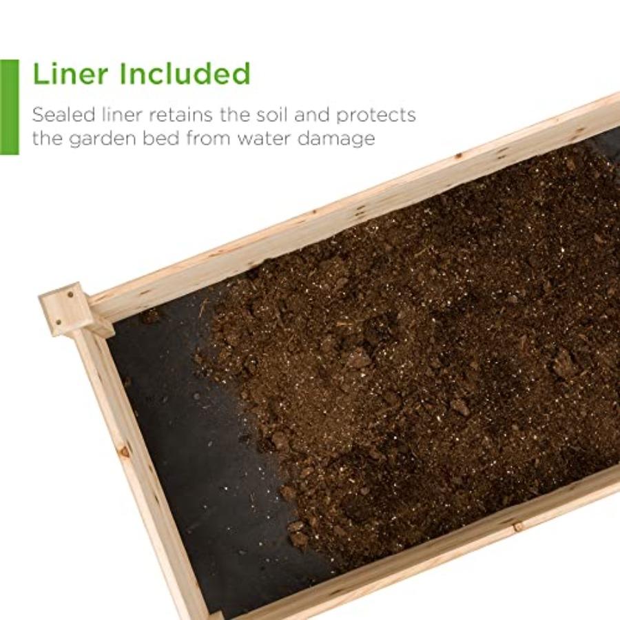 8x2ft Outdoor Wooden Raised Garden Bed Planter for Vegetables Grass Lawn Yard Natural