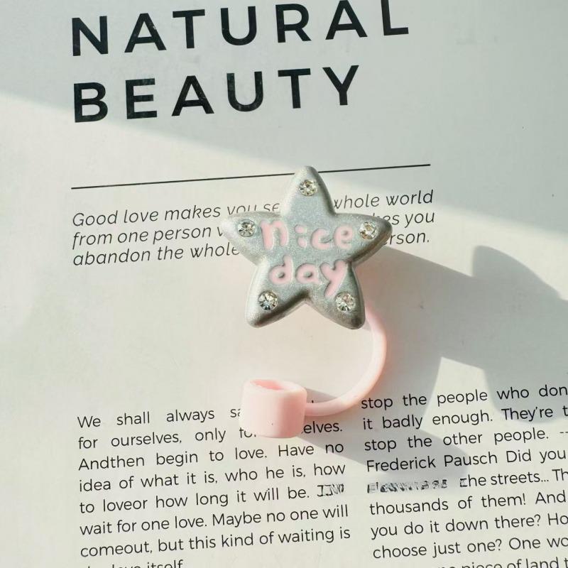 Cute Star Straw Cap Suitable for Stanley Tumbler Cup 10mm Silicone Straw Plug Cover Heat-resistant Dust-proof Cup Accessories