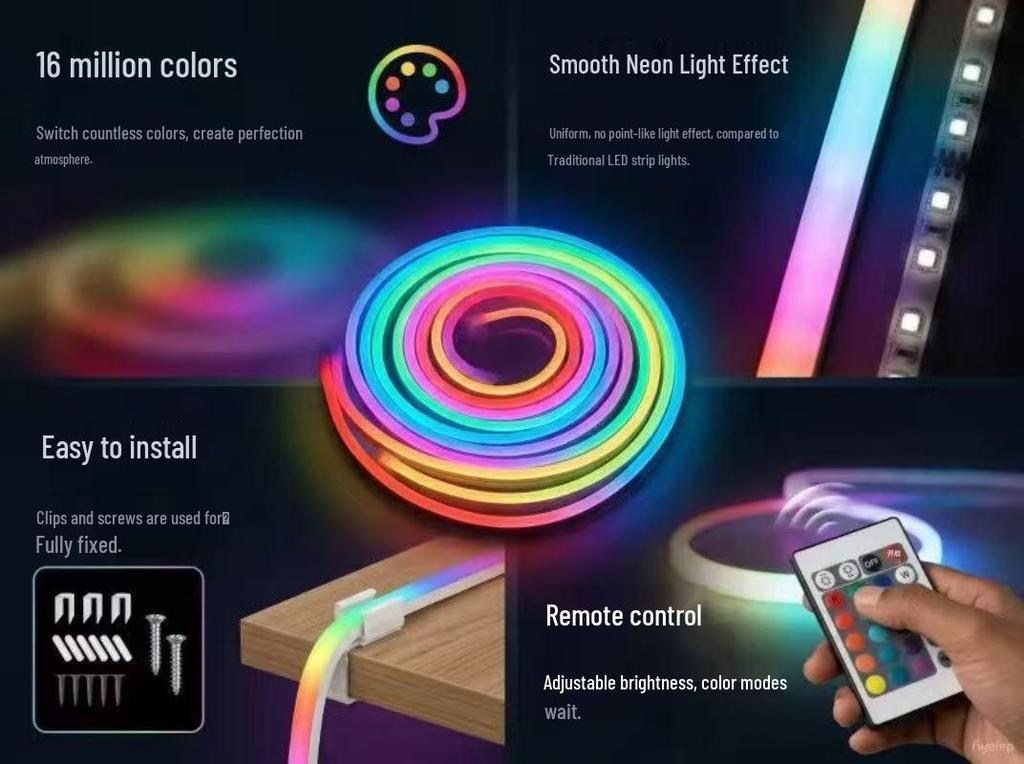 RGB LED Silicone Neon Strip with 24-Key Controller