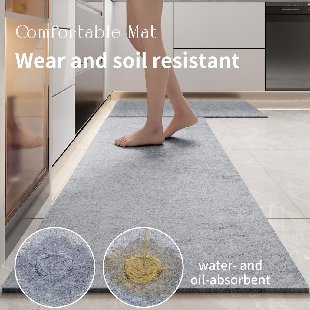 Vlies Küchenteppich - Extra lange ölabsorbierende Bodenmatte, rutschfest & hautfreundlich, minimalistisches Design für die Küche