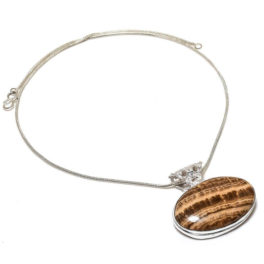 

Этический ювелирный кулон ручной работы с коричневым амазонитом 1,69 дюйма SR-6017