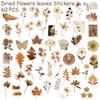 60 Sheets Dried Flower Leaf Stickers: Waterproof Decals for Suitcases, Computers, Refrigerators, and Phones