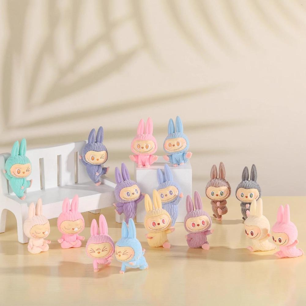 

Мультфильм Лабубу Серия Мини Флокирование Изысканная Милая Кукла Подарок Diy Подвеска Аксессуары Украшения Kawaii Игрушки Подарок Random 10 pcs зелёный