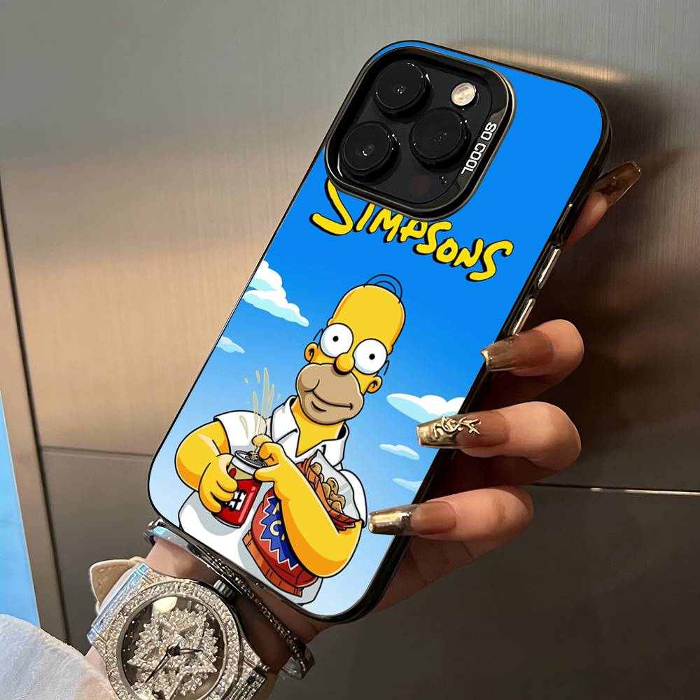 Simpsons-Funny Cartoon Phone Case For iPhone 17,16,15,14,13,12,11 Plus Pro Max Colored Silver Phone Case iPhone15pro