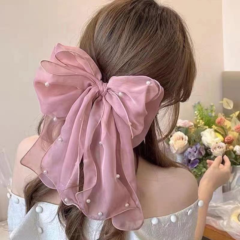 Ribbon Hair Clip Chiffon Material Hairpin Chiffon Hair Accessory Lightweight Ponytail Clip For Formal Event Casual Wear