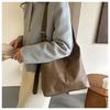 Women's Faux Leather Shoulder Bag, 2026 Trendy Solid Color Work Tote, Korean Style Zipper Closure Bucket Handbag