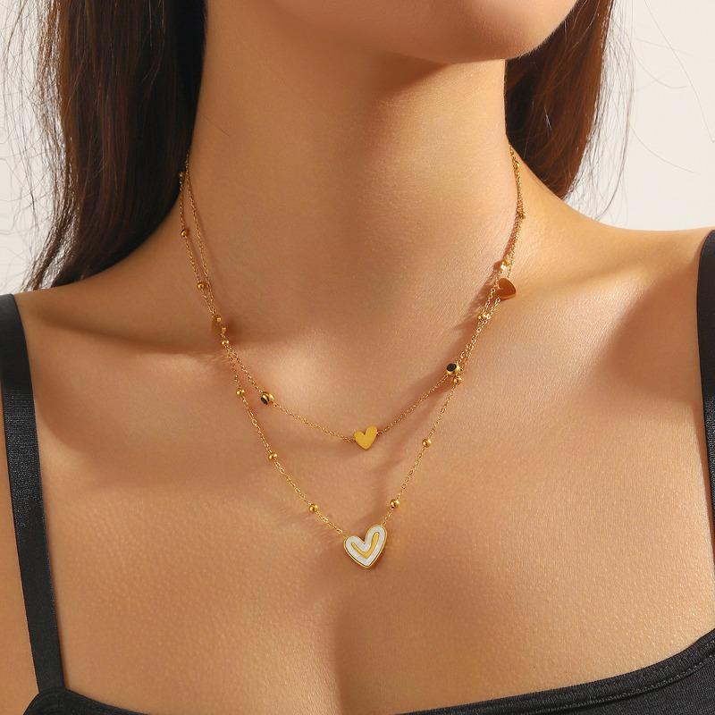 gold layered heart pendant necklace for women