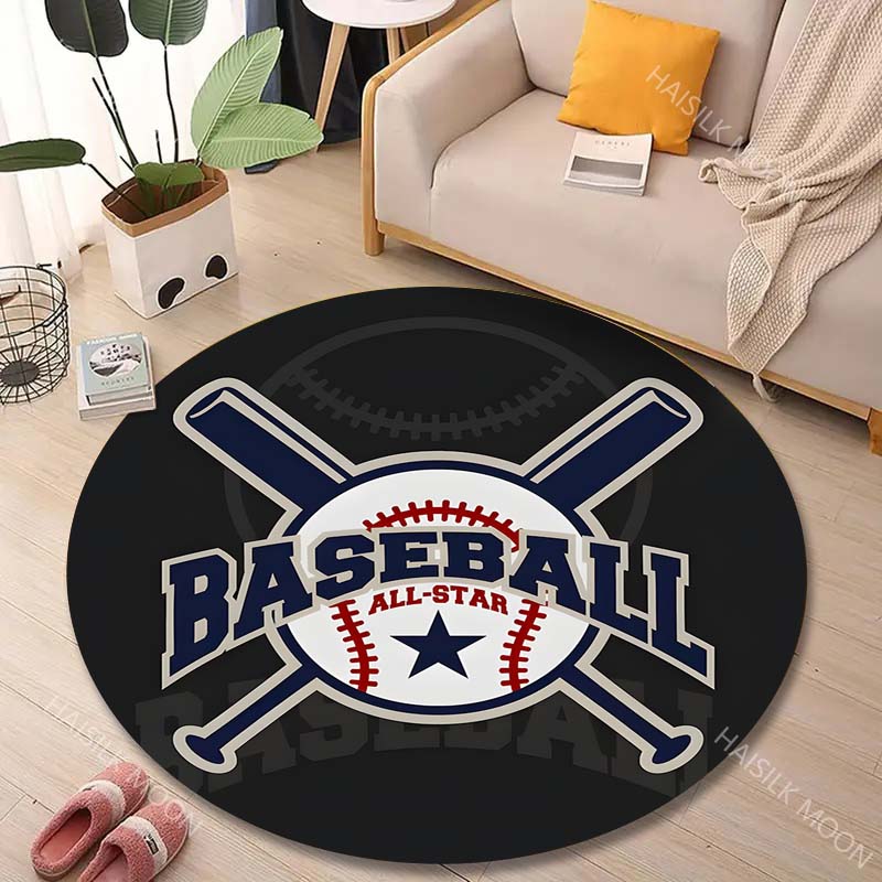 Multiple Sizes Baseball Art Print Round Carpet Living Room Bedroom Table Chair Sofa Decorative Carpet Luxury Gifts