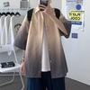 Men's Beige Gray Gradient Short Sleeve Shirt Casual Pocket Detail Streetwear Top