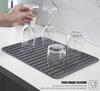 Silicone Dish Drying Mat Heat Resistant Trivet Drip Tray Large Cup Coasters Nonslip Pot Holder Counter top Kitchen Accessories