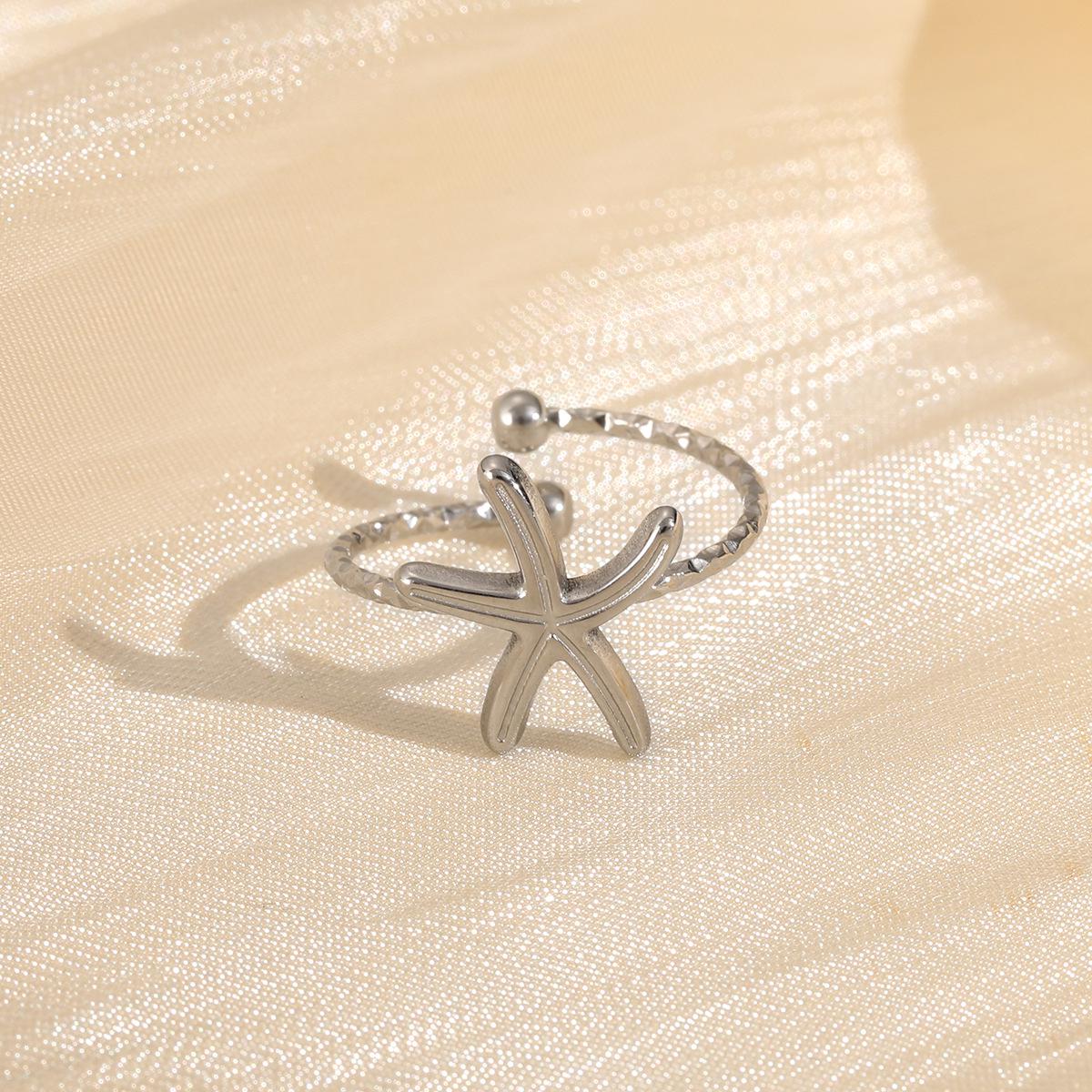 18K Gold Women s Geometric Starfish Adjustable Ring