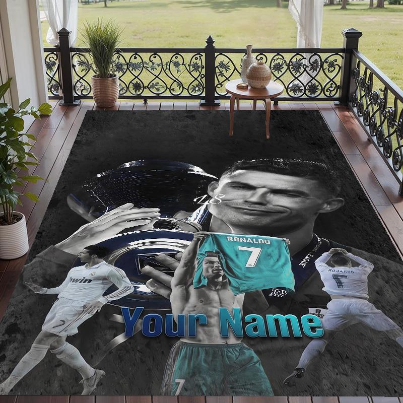 Custom Text Printed Rug Cristiano Ronaldo Non Slip Floor Carpet For Home Room Decor