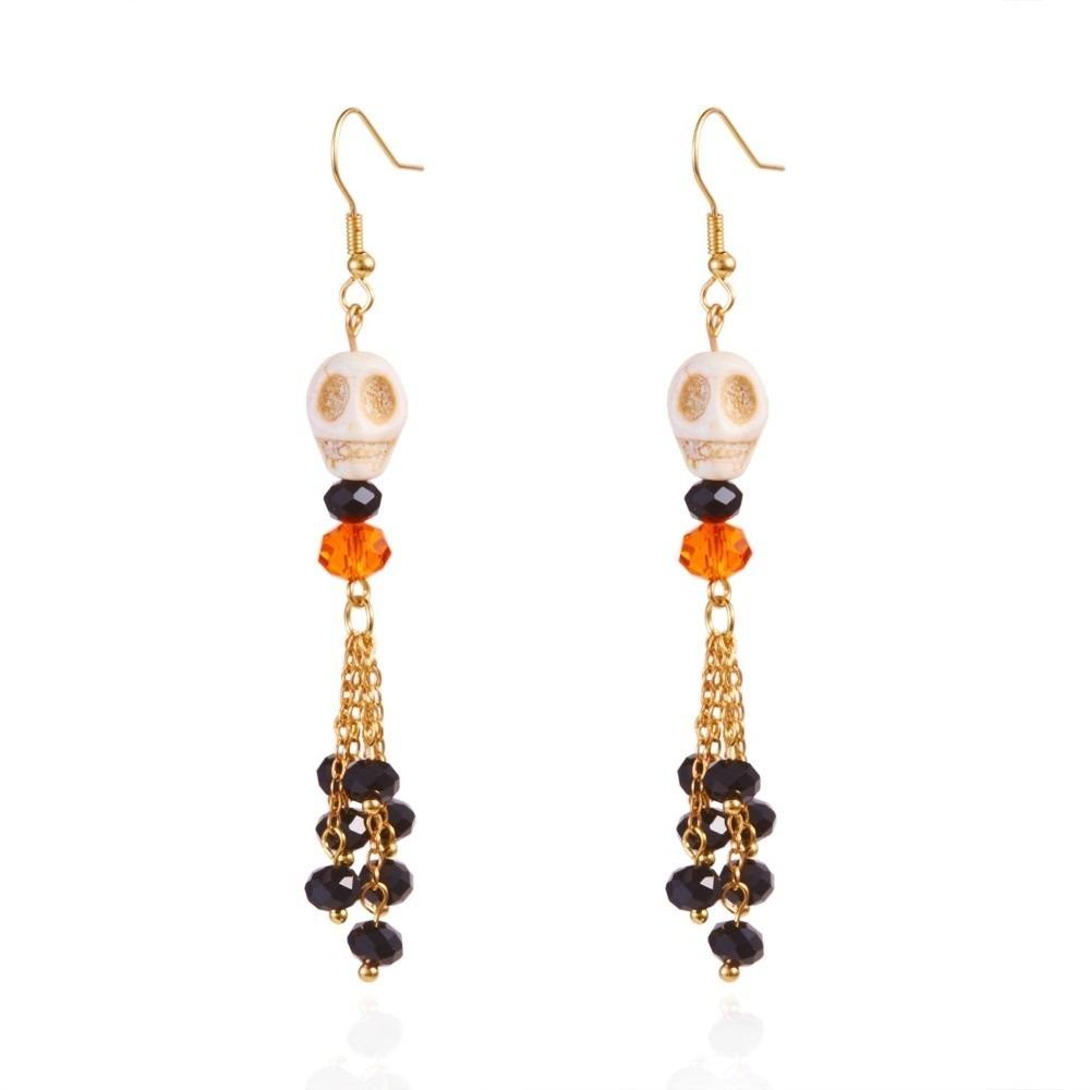 Tassel Halloween Earrings Rice Bead Ear Jewelry Accessories Fashion Skull Drop Earring Hipster