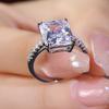 Bright cut oversized carat imitation diamond four-claw square diamond high luxury atmospheric ring