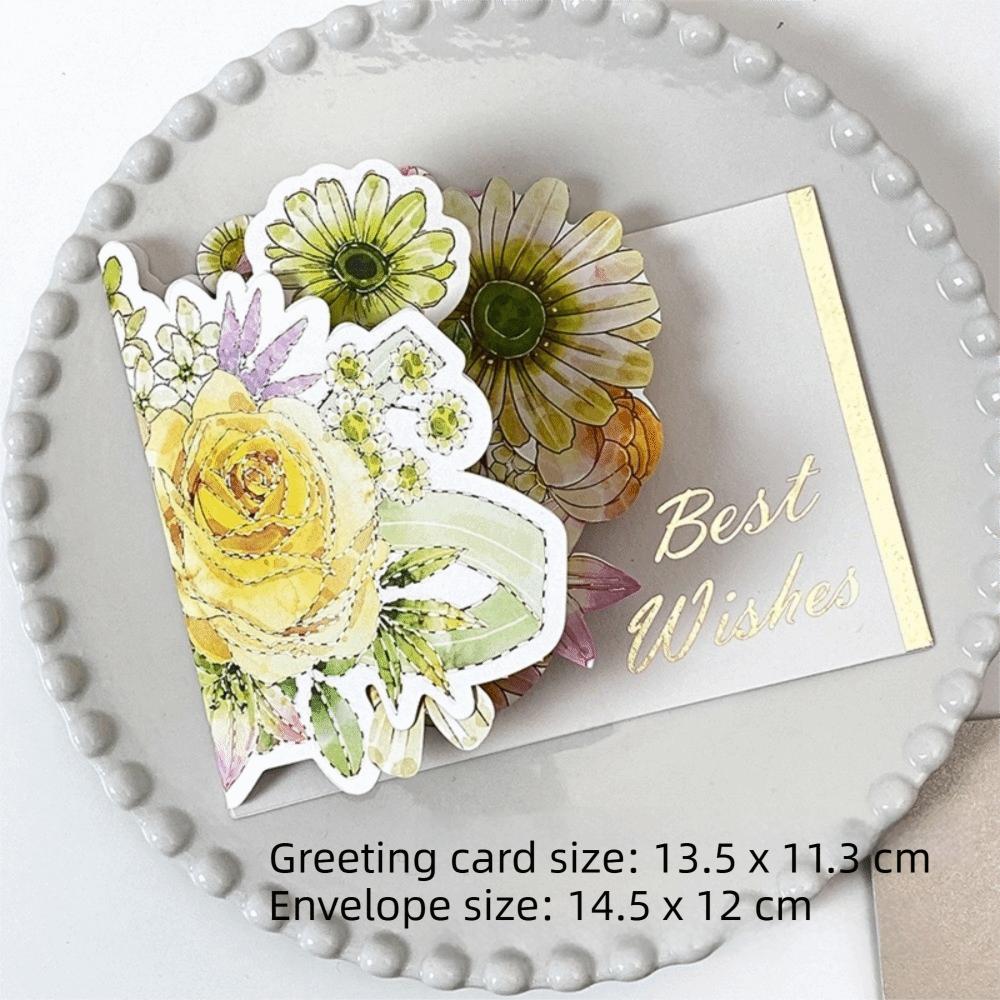 New 3D Pop-up Style 3D Greeting Card Creative Romantic Flower Blessing Card Handmade Blessing Card Wedding Invitations жёлтый