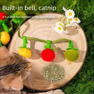 Haustierzubehör Bissfester Tomaten-Katzen-Teaser mit Glöckchen Langeweile-Linderung Interaktives Kätzchen-Teaser-Seil Selbstspiel