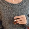 Retro Ethnic Style Ring Resin Hollow Pendant Necklace, Simple Irregular High-End Long Sweater Chain