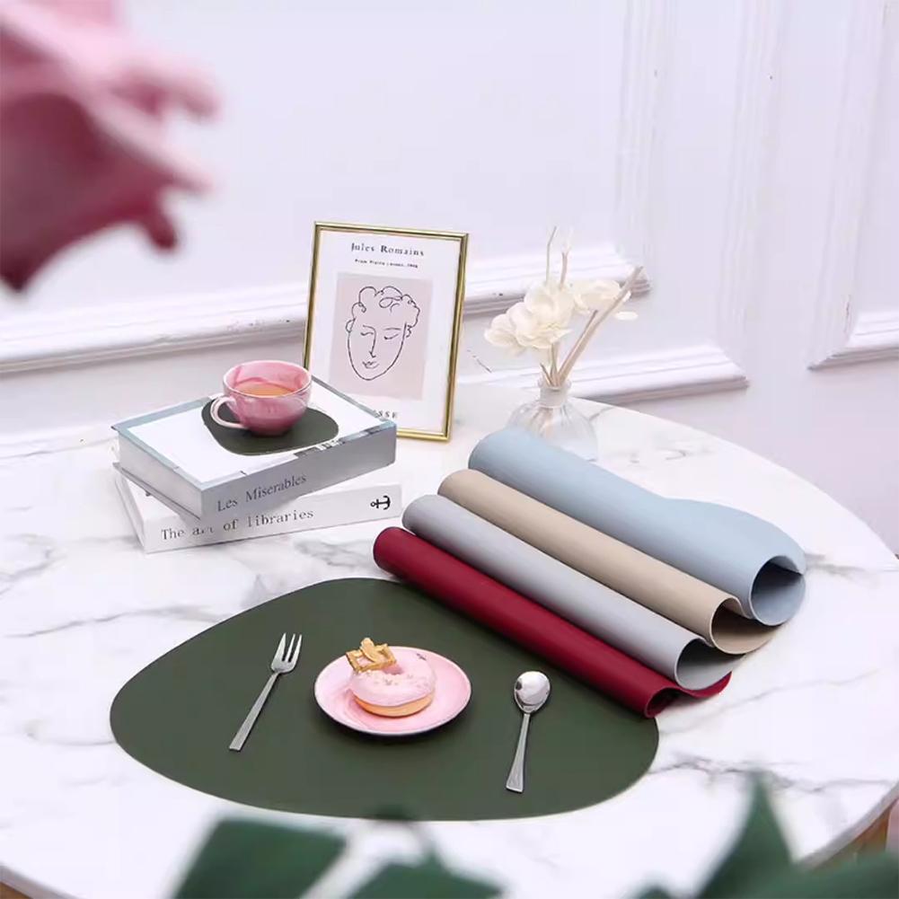 40x30cm Placemats 6pc Oval PU Leather Round Versatile