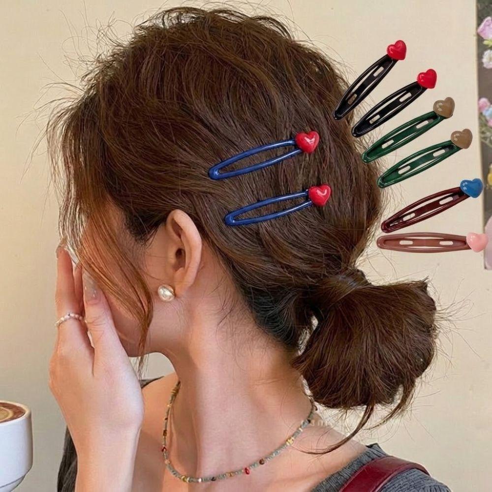 A Pair Cute Sweet Style Girls Hairpins Y2K Students Bangs Hair Clips  For Girls Women