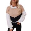 Women's Crewneck Pullover Sweater Fall Winter Long Sleeve Casual Ribbed Cable Knitted Colorblock Jumper Tops Soft Warm Sweater for Female
