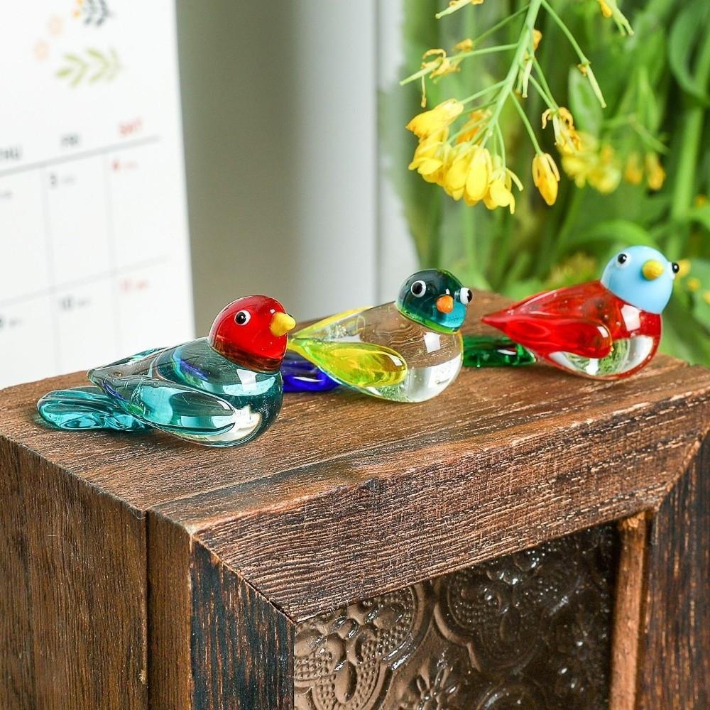 Handmade Glass Bird Figurine Mini Decorative Figurine New Animal Statue