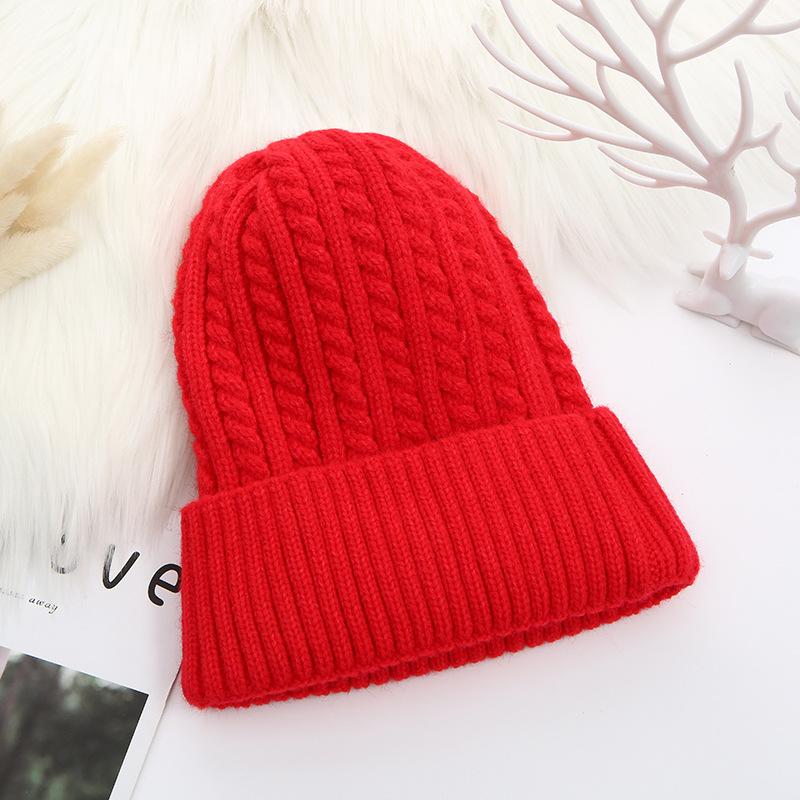 Winter Solid Color Knitted Warm Hat Knitted Women's Hat