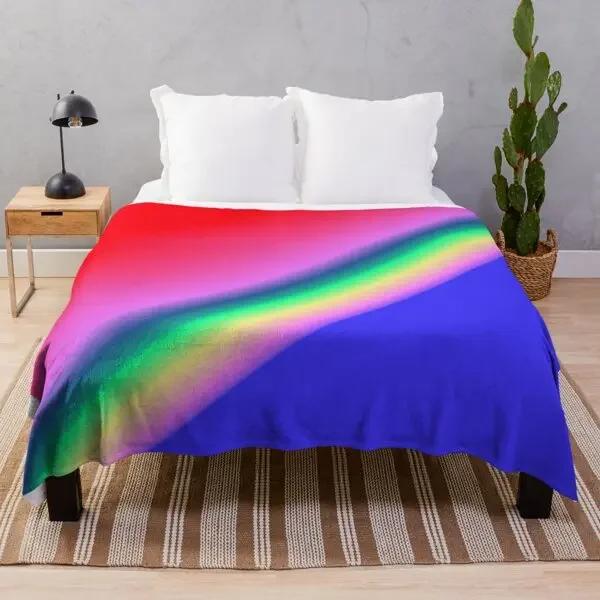 Rainbow Gradient Throw Blanket Colourful Stripe Pattern King Queen Size Super Soft Lightweight Warm for Living Room Couch Sofa