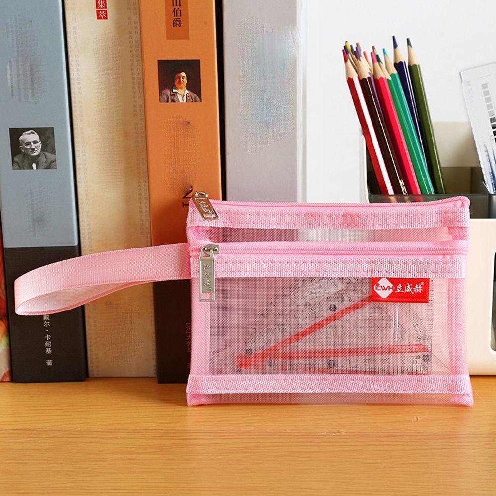 

Прозрачная полая сумка для хранения, двухслойная мини-сетчатая косметичка для девочек белый