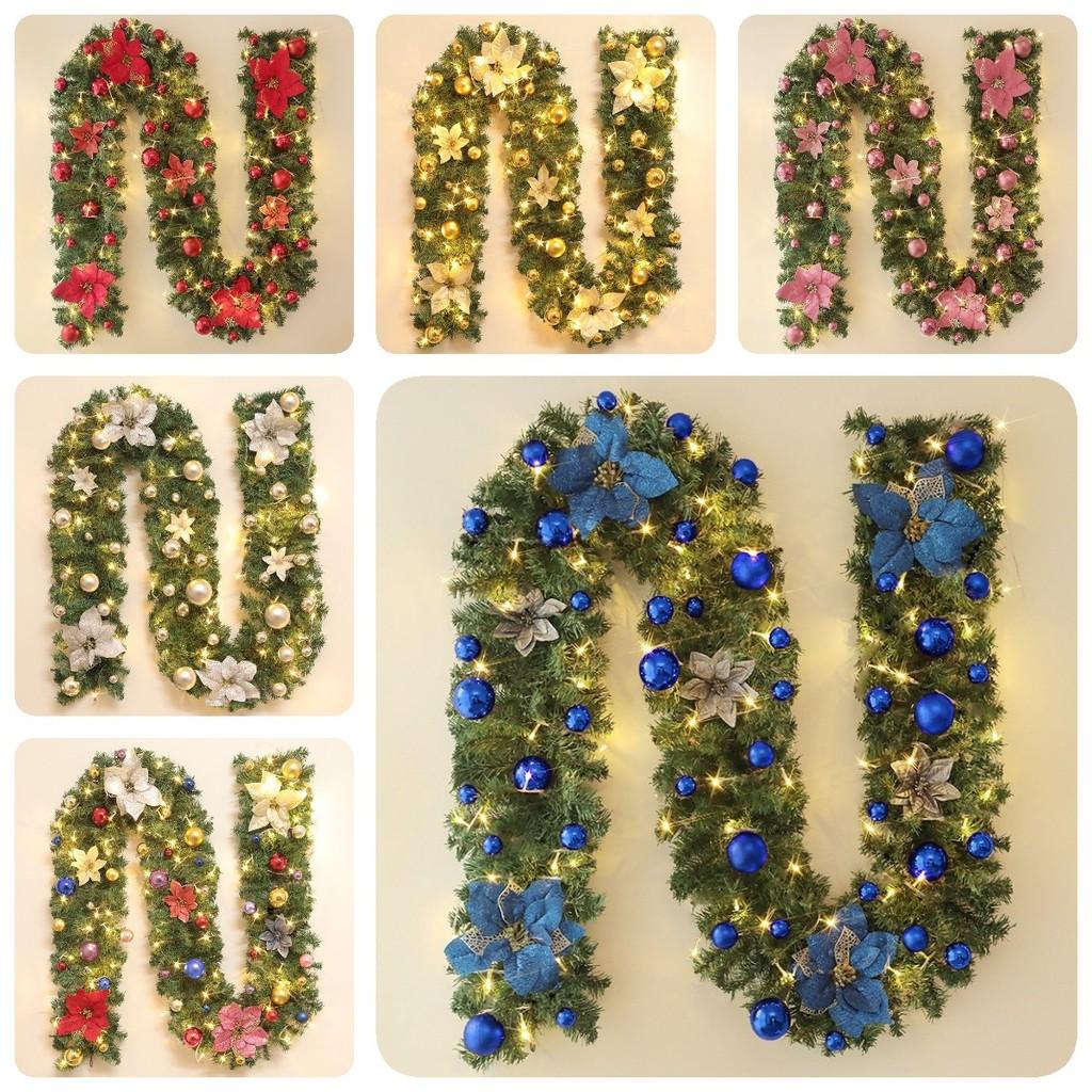 2.7 Meters Luxurious Christmas Garland With Colorful Flowers And Led Lights Perfect For Festive Decorations