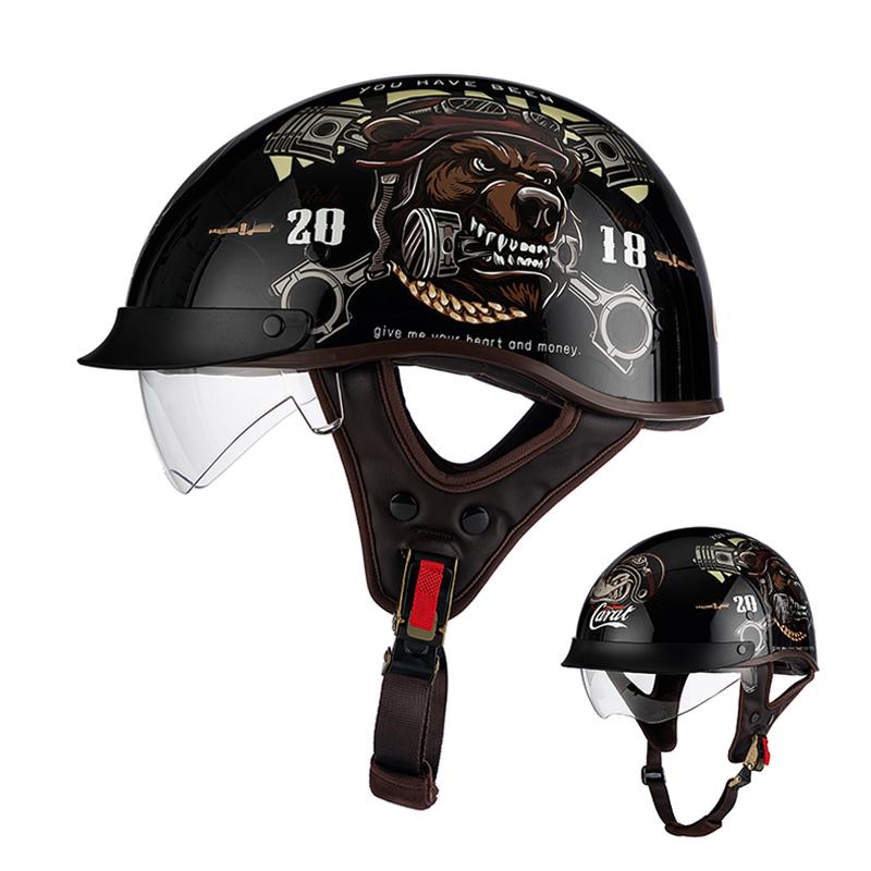 2025 new classic retro motorcycle helmet lightweight ABS material for men and women riding pedal breathable lining half helmet