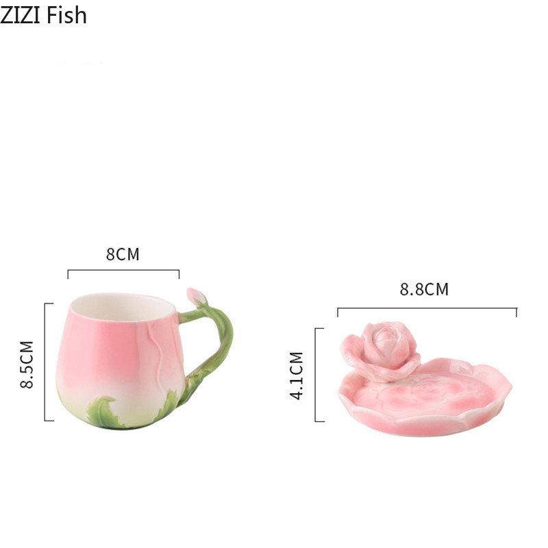 350ml Kreativní hrnek s květinou Keramický pohár na vodu s víčkem Pro zamilované Odpolední čaj Kávový šálek Severský styl Domácí Sada na džus a nápoje