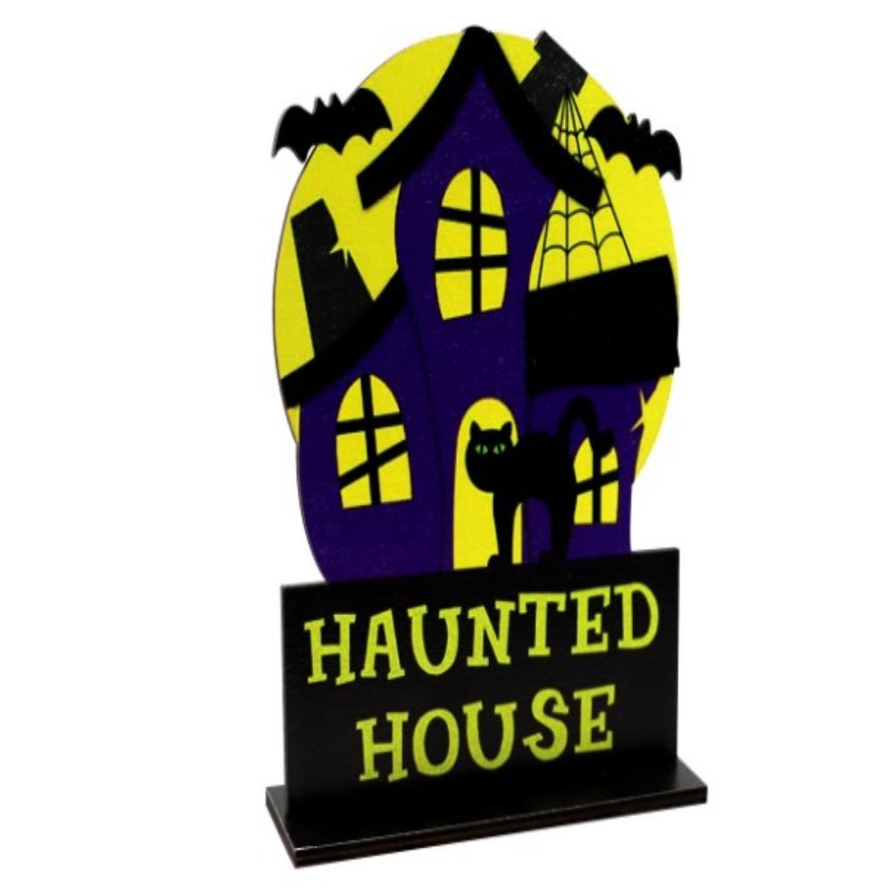 1pcs Halloween Wooden Decor Desk Ornament Party Supplies Atmosphere Prop Pumpkin Ghost Witch Decor Trick or Treat