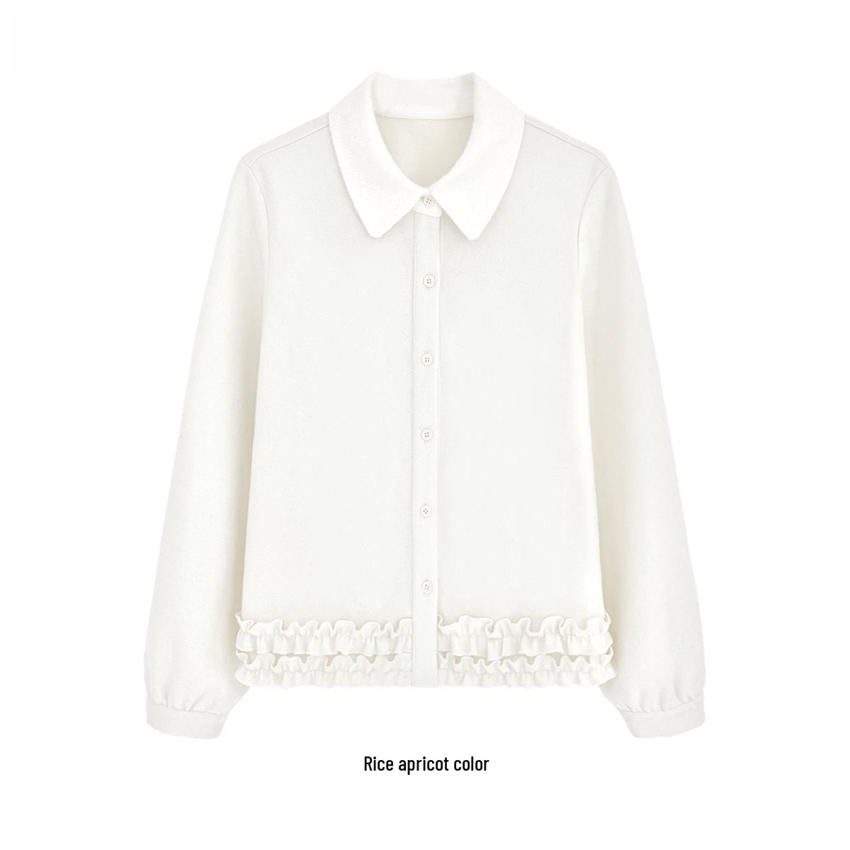 

Women s Elegant Floral Fleece-Lined Lapel Shirt - New for Winter 2025 M (55-60 kg)