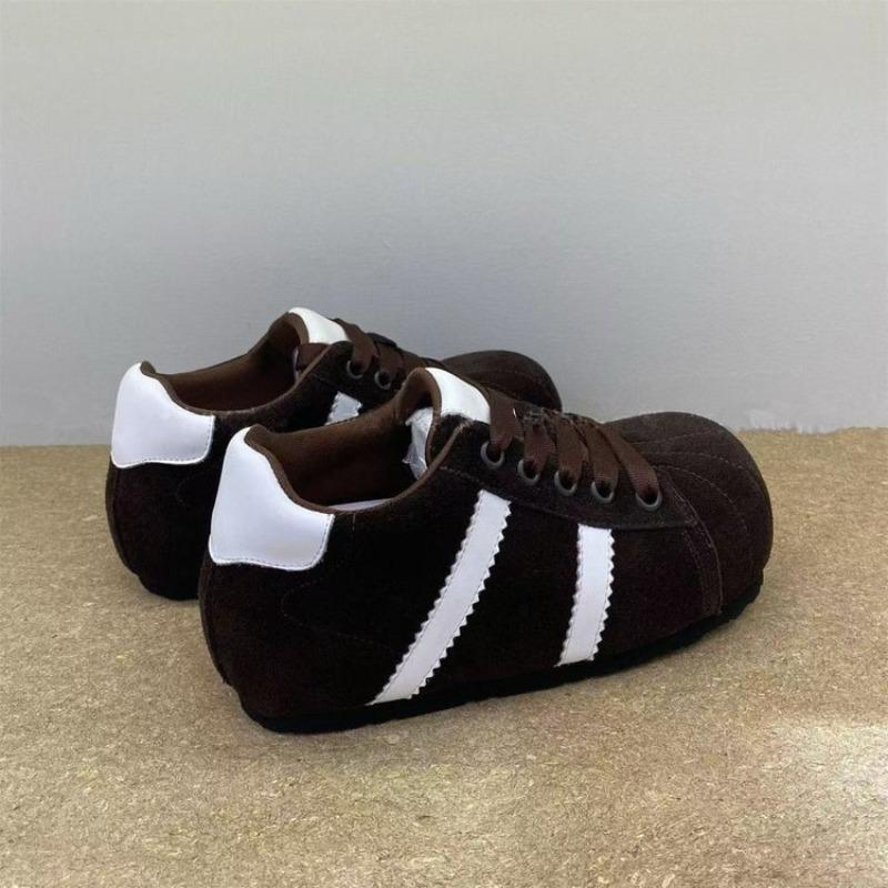 Big head lace-up women's autumn new small casual shoes, thick sole height increase, one pedal single shoes