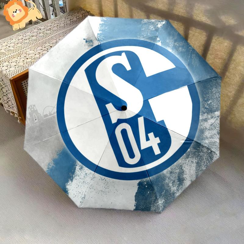 FC Schalke 04 Pattern, Automatic Folding Umbrella, Portable and Foldable Design, 8 Ribs, a Christmas or Birthday Gift.