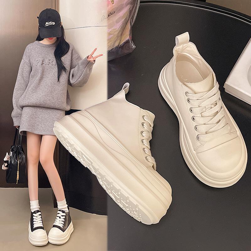 Big head trend increases thick-soled high-top shoes for women's 2025 autumn new casual versatile muffin bread shoes