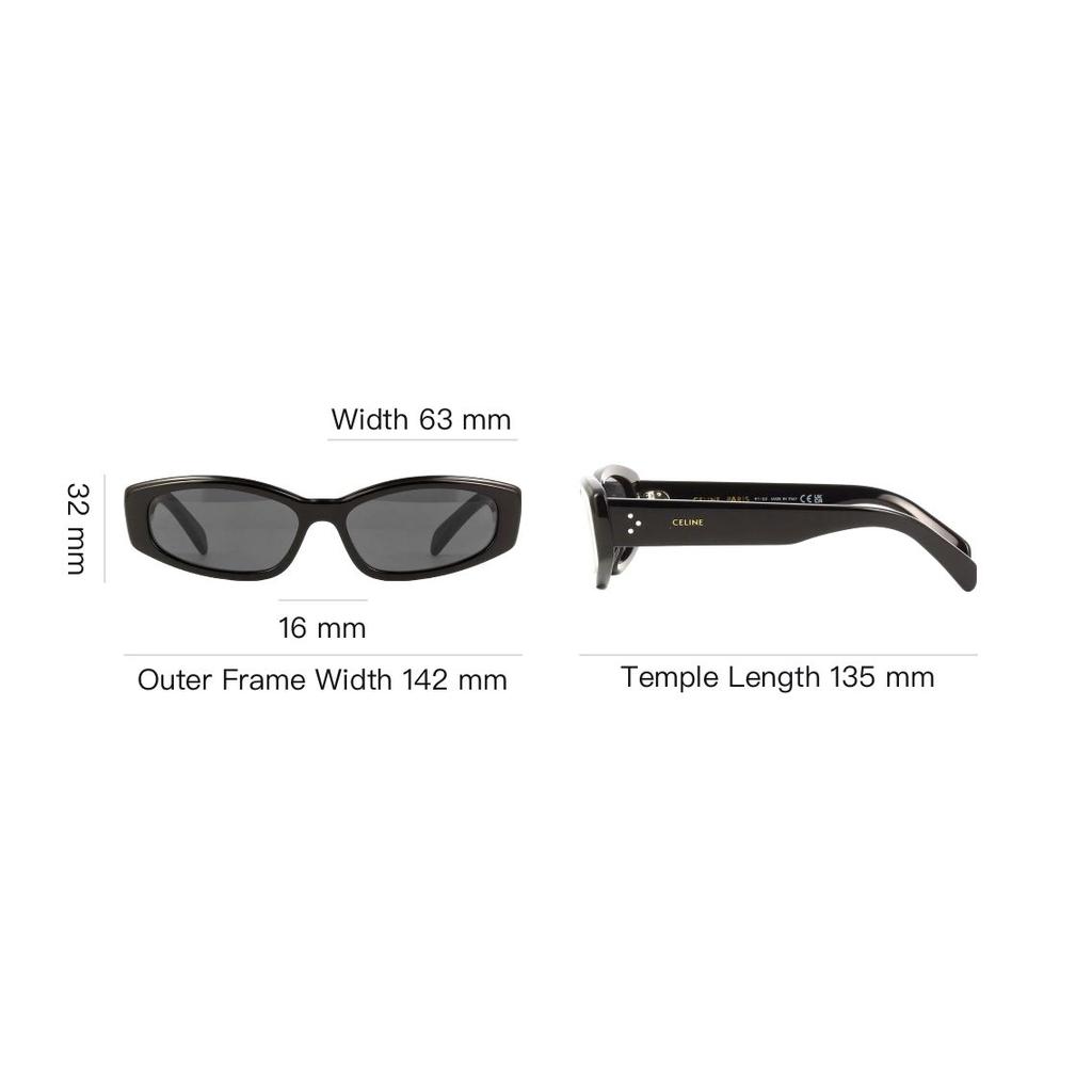Celine Side Letter Decoration Cat Eye Sunglasses Unisex sunglasses Black CL40252I-01A