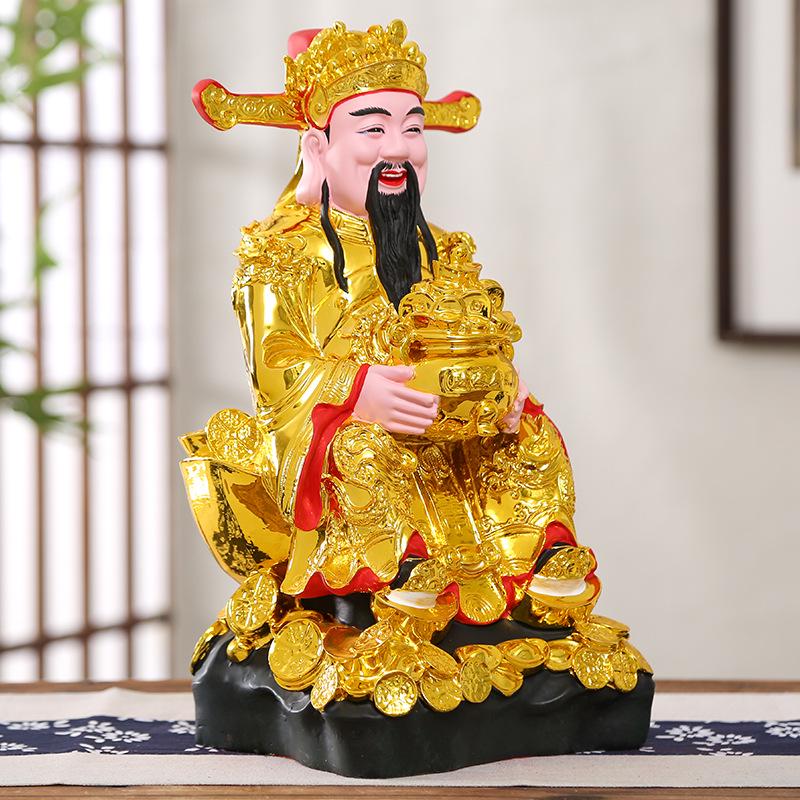 Statua Buddha in Resina Ruyi Dio della Ricchezza con Nove Draghi, 30 cm o 40 cm - Ornamenti per la Prosperità